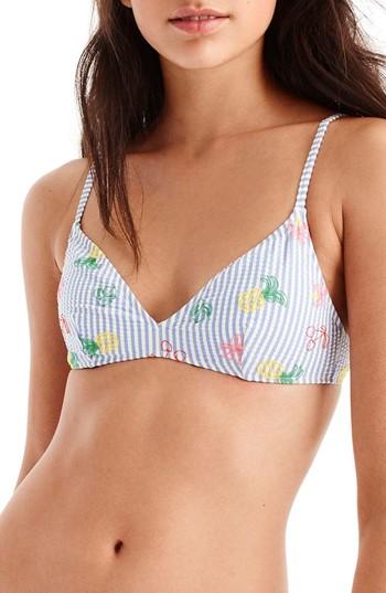 Women's J.crew Seersucker French Bikini Top - Red