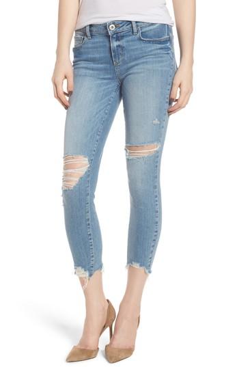 Women's Paige Verdugo Ripped Crop Ultra Skinny Jeans - Blue