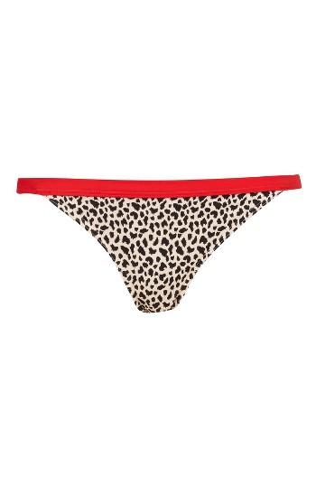 Women's Topshop Leopard Print Bikini Bottoms Us (fits Like 0) - Beige