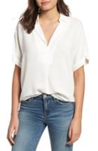 Women's All In Favor Button Back Top - White