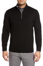 Men's Peter Millar Merino Wool & Silk Quarter Zip Pullover - Black