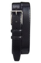 Men's Torino Belts Geometric Calfskin Belt - Black
