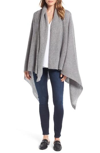 Women's Halogen Waffle Knit Cashmere Wrap, Size - Grey