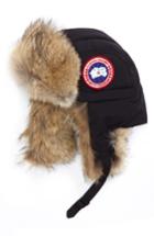 Men's Canada Goose Down Fill Aviator Hat With Genuine Coyote Fur Trim - Blue