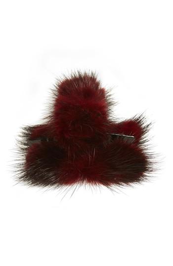 Tasha Genuine Mink Pom Jaw Clip, Size - Red