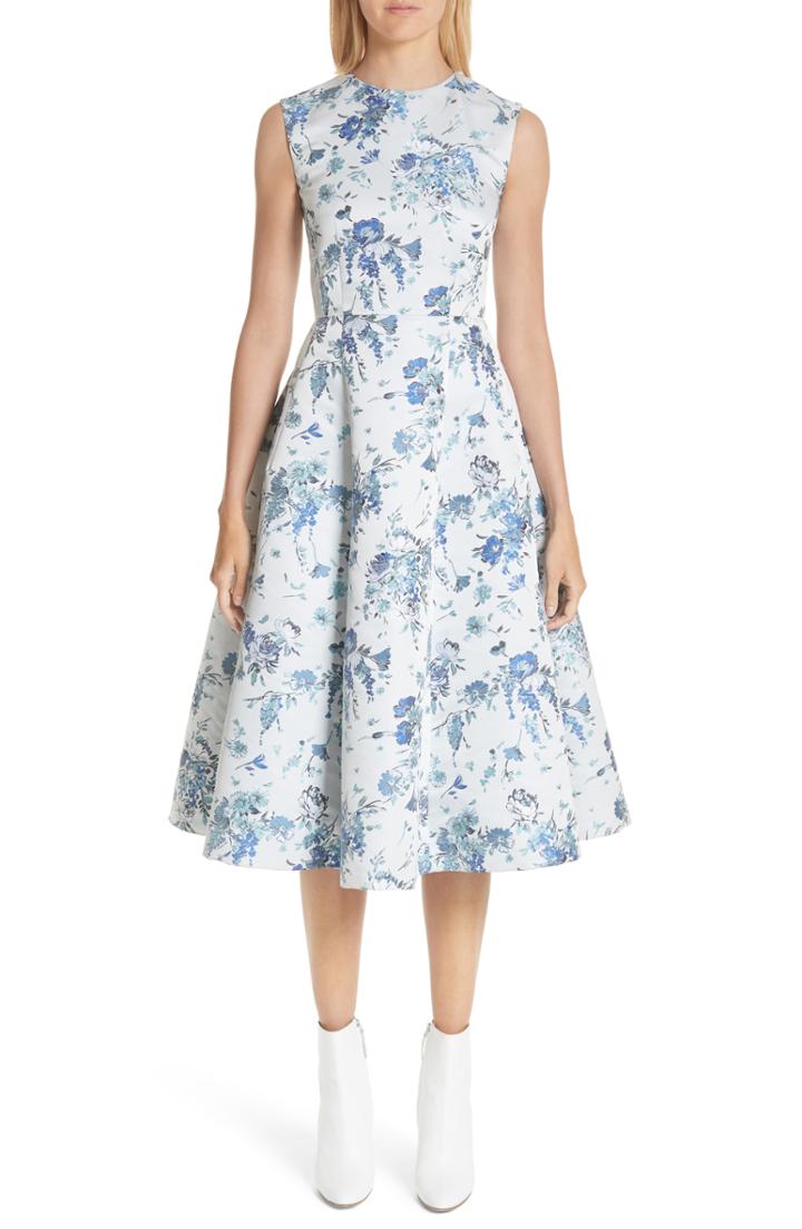 Women's Adam Lippes Floral Jacquard Fluted Dress