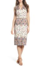Women's Maggy London Placed Print Sateen Sheath Dress - Beige