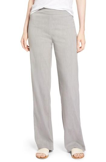 Petite Women's Nic + Zoe Traveling Linen Blend Stretch Pant P - Grey