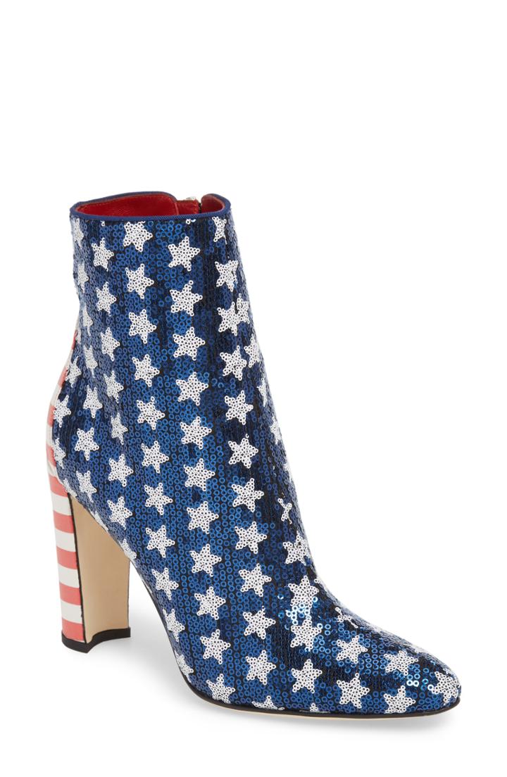 Women's Manolo Blahnik Nancy Americana Sequin Bootie Us / 37eu - Blue