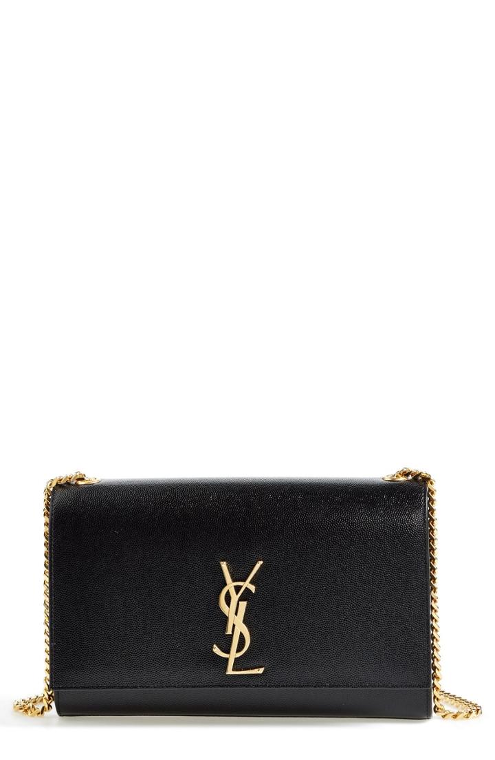 Saint Laurent 'medium Kate' Leather Chain Shoulder Bag - Black