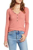 Women's Bp. Fitted Henley, Size - Coral
