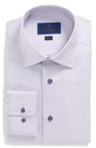 Men's David Donahue Trim Fit Check Dress Shirt 36/37 - Purple