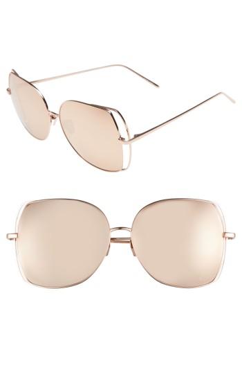 Women's Linda Farrow 61mm Mirrored 18 Karat Rose-gold Sunglasses - Rose Gold
