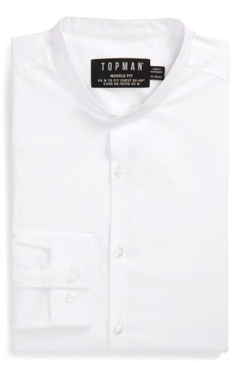 Men's Topman Band Collar Skinny Fit Dress Shirt