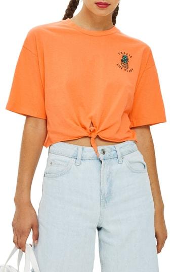 Women's Topshop Tropic Like It's Hot Tee Us (fits Like 0) - Orange