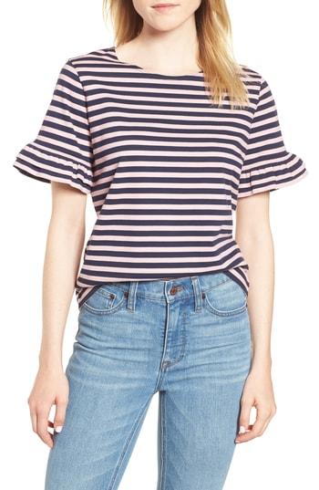 Women's J.crew Ruffle Sleeve Tee, Size - Blue