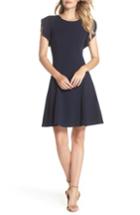 Women's Vince Camuto Cap Sleeve Scuba Crepe Fit & Flare Dress - Blue