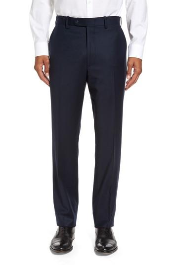 Men's Jb Britches Flat Front Solid Wool & Cashmere Trousers R - Blue