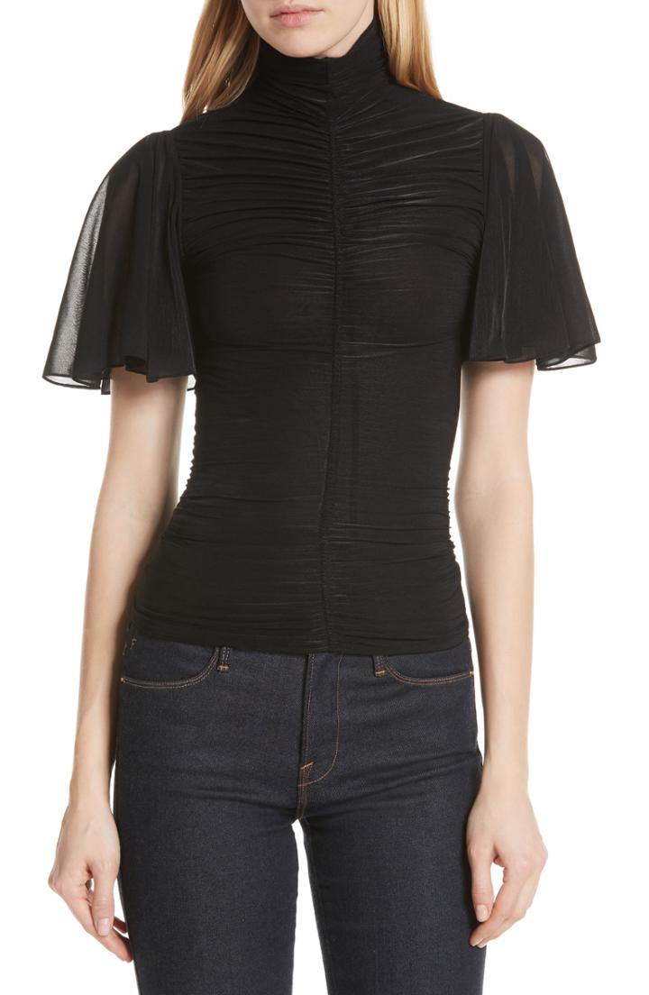 Women's Dvf Mock Neck Ruched Blouse