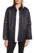 Women's Eileen Fisher Side Tie Quilted Jacket, Size - Black