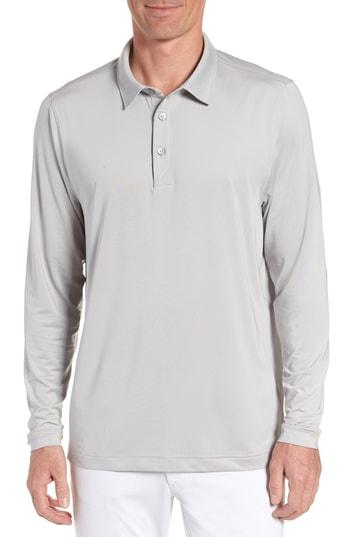 Men's Cutter & Buck Belmont Long Sleeve Solid Polo, Size - Grey