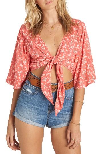 Women's Billabong Get It Twisted Crop Top - Coral