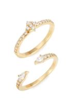 Women's Nordstrom Set Of 2 Pave Cuff Rings