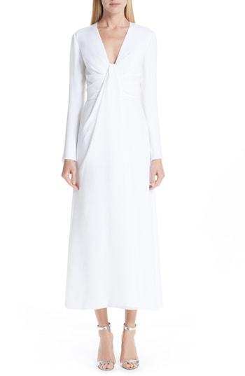 Women's Carolina Herrera Silk V-neck Dress - White