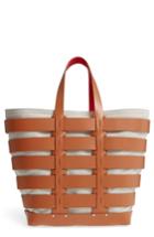 Paco Rabanne Cage Leather & Canvas Tote - Brown