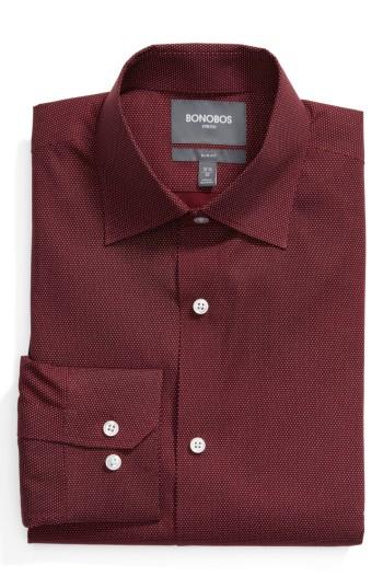 Men's Bonobos Slim Fit Dot Dress Shirt .5 35 - Red