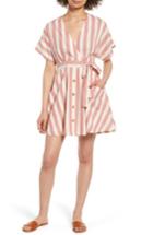 Women's Moon River Stripe Cotton Wrap Dress - Red