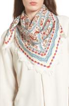 Women's Tory Burch Crocodile Silk Square Scarf, Size - Ivory