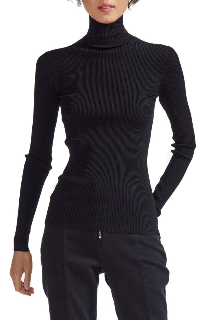 Women's Maje Miloa Skinny Ribbed Turtleneck - Black