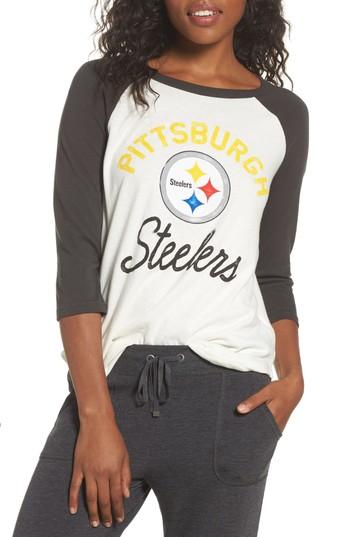 Women's Junk Food Nfl Pittsburgh Steelers Raglan Tee, Size - White