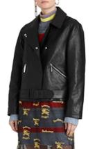 Women's Burberry Burnham Tartan Lined Leather Biker Jacket Us / 36 It - Black