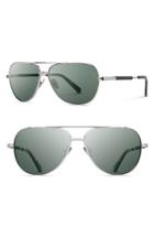 Men's Shwood 'redmond' 58mm Titanium & Wood Sunglasses - Ebony/ Silver Titanium/ Grey