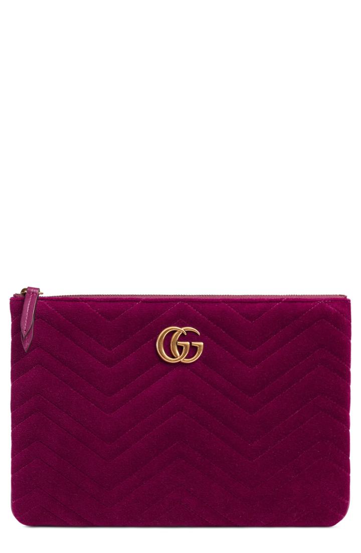 Gucci Gg Marmont 2.0 Matelasse Velvet Pouch -