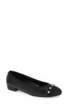 Women's Vaneli Umber Embellished Cap Toe Flat M - Black