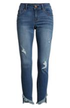 Women's 1822 Denim Asymmetrical Fray Hem Ankle Jeans - Blue