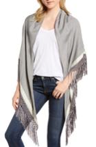 Women's Rag & Bone Sport Stripe Silk & Wool Poncho, Size - Grey