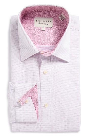 Men's Ted Baker London Falcon Trim Fit Solid Dress Shirt .5 32/33 - Purple