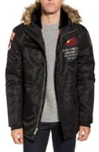 Men's Schott Nyc N3-b Snorkel Flight Jacket With Faux Fur Trim & Lining, Size - Black