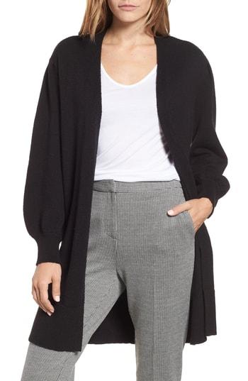 Women's Vince Camuto Drama Bubble Sleeve Cotton Blend Cardigan - Black