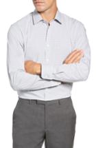 Men's Nordstrom Men's Shop Tech-smart Trim Fit Stretch Check Dress Shirt - 32/33 - Grey