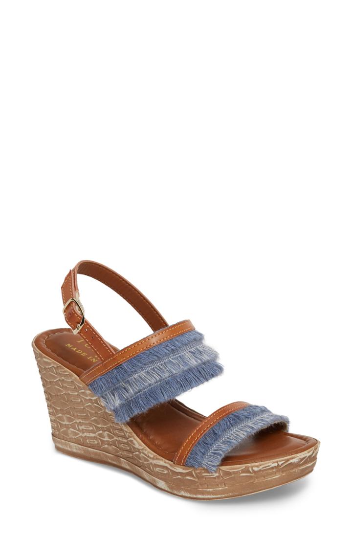 Women's Tuscany By Easy Street Zaira Wedge Espadrille Sandal M - Blue