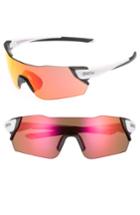 Women's Smith Attack 125mm Chromapop(tm) Polarized Shield Sunglasses - Matte White/ Red Mirror