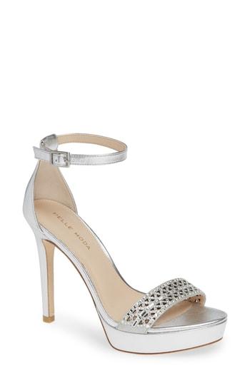 Women's Pelle Moda Olivia Embellished Platform Sandal .5 M - Metallic