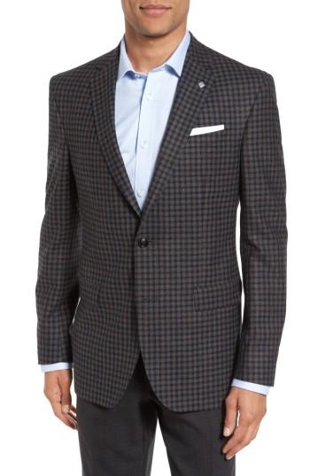 Men's Ted Baker London Jay Trim Fit Check Wool Sport Coat L - Grey