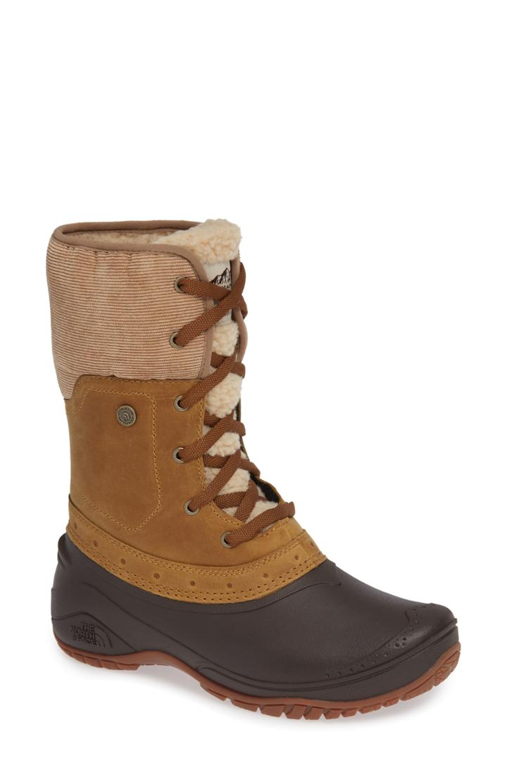 Women's The North Face Shellista Roll Cuff Waterproof Insulated Winter Boot M - Brown