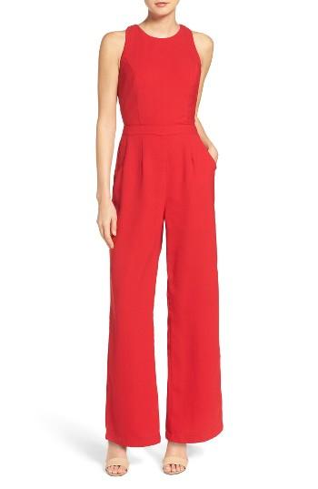 Women's Adelyn Rae Wide Leg Jumpsuit - Red